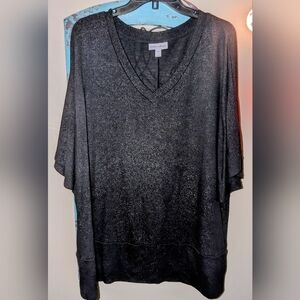 Fashion Bug Black Sparkle V-Neck Sweatshirt